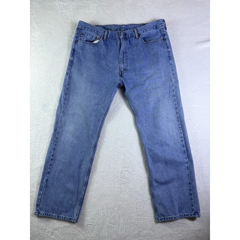 Levi's 505 Jeans Mens 40x30 Blue Denim Medium Wash Straight Leg Regular Fit